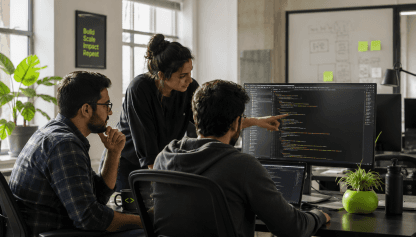 Solid Sphere AI mobile app development studio senior engineering team collaborating on architecture